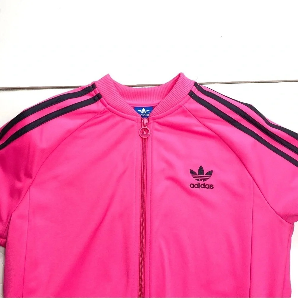 Adidas 3-Strip Zip up Truck Jacket Neon Pink